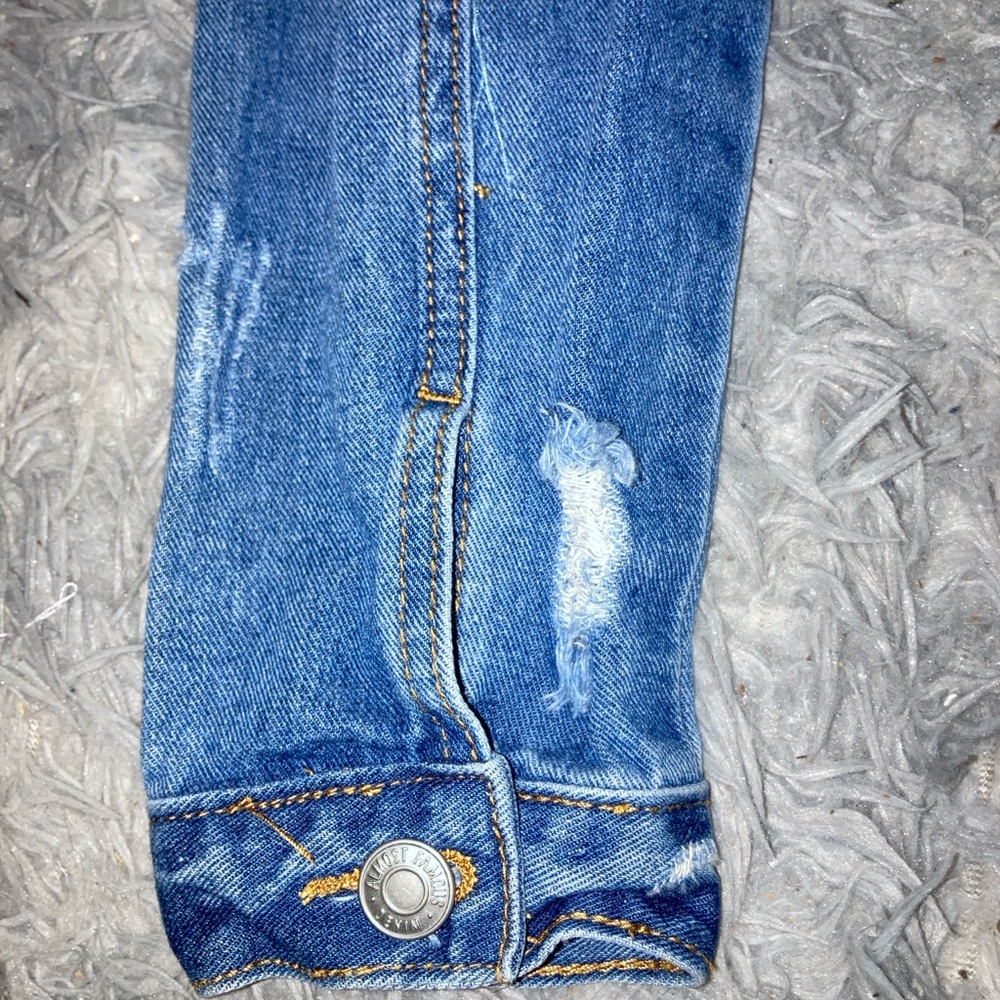 LISTING WILL BE REMOVED 4/23 Almost Famous Blue Distressed Ripped Denim Jacket - Picture 6 of 8